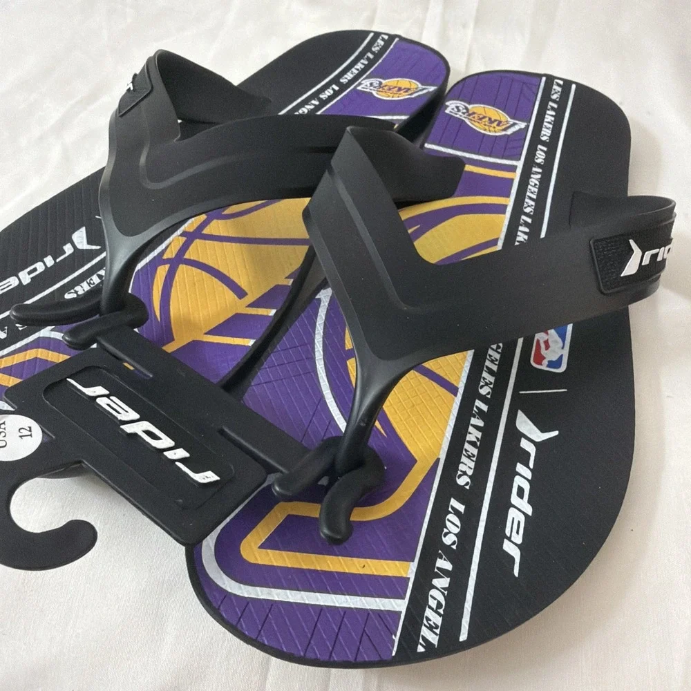 Brand New Men's 12 Los Angeles Lakers Mens Flip Flops Made In Brazil Basketball‎
